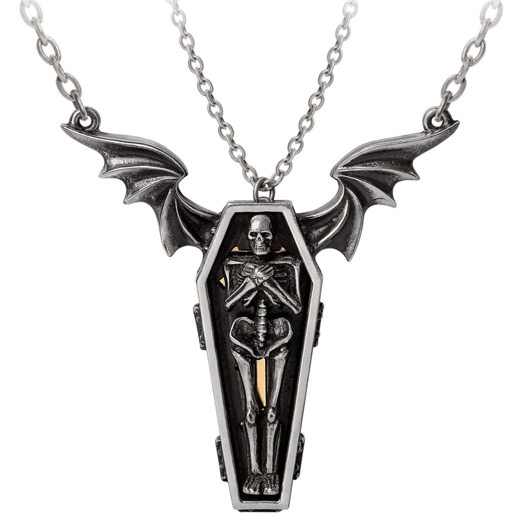 Alchemy Gothic Undying Homage 2 In 1 Pendants Necklaces Coffin & Skeleton Nwt